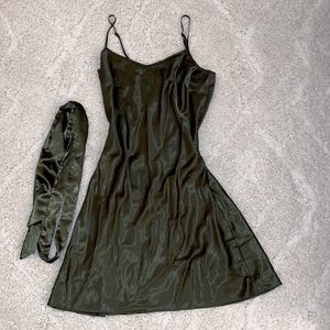 Olive green Antonio Melani Silk Mini dress